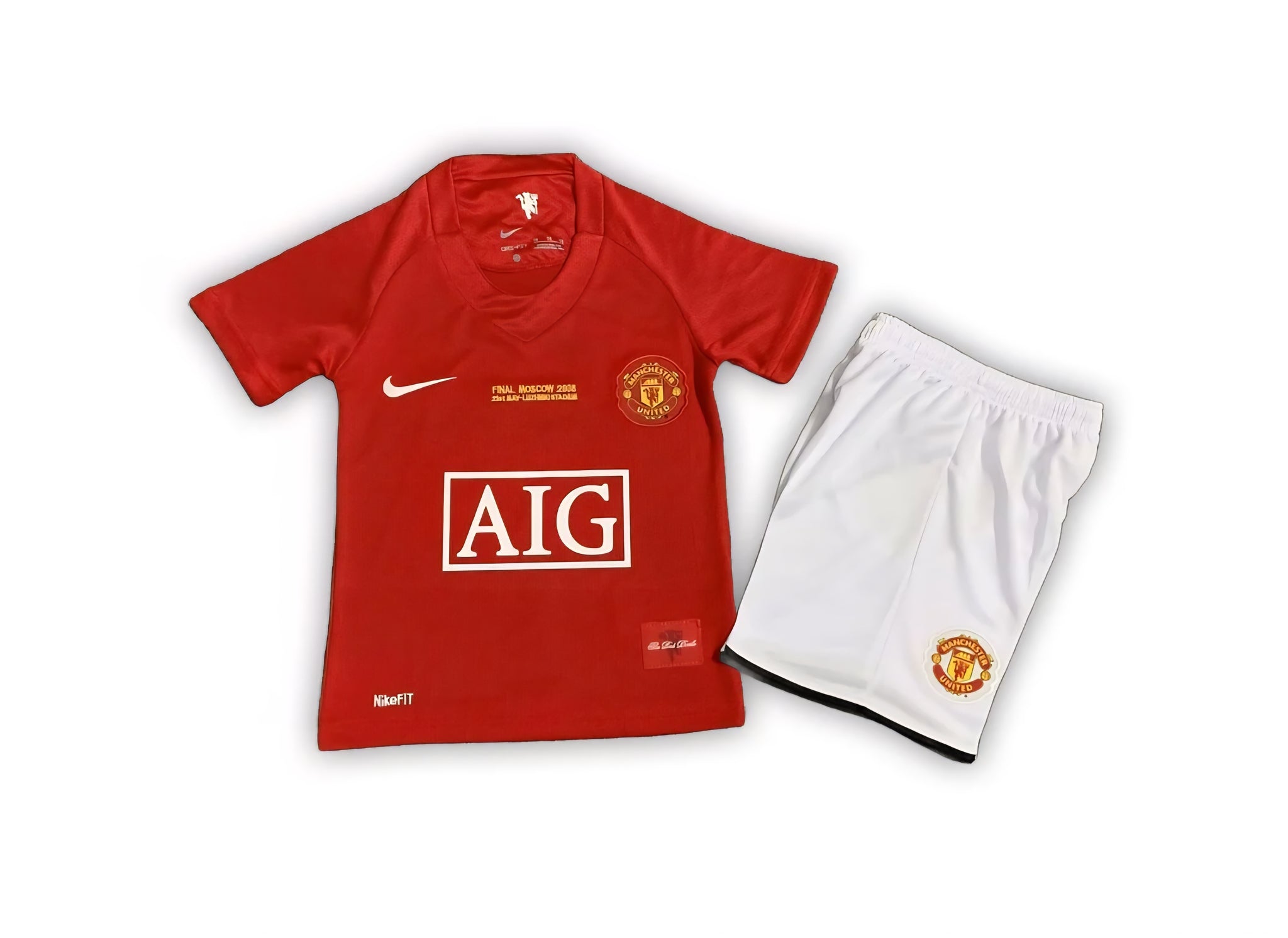 Manchester United 2007-2008 Retro Home Kid's Football Kit Red