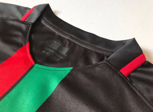 Palestine Football Shirt Black English Red & Green Stripes