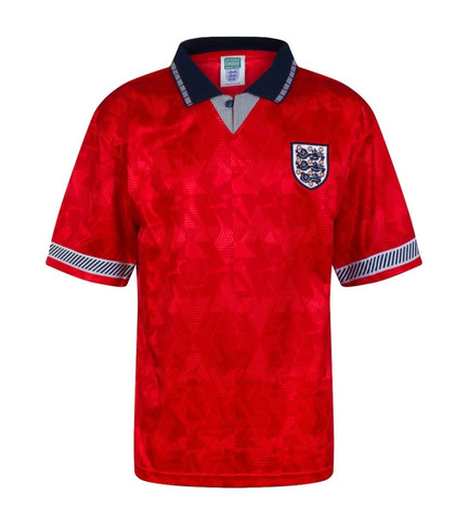England 1990 Away Retro Football World Cup Shirt Red Gascoigne